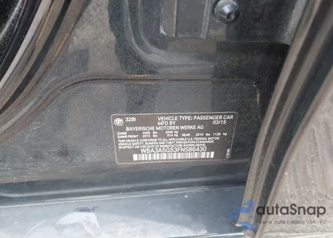 2015 BMW 328I z USA, uszkodzony, nr VIN WBA3A5G53FNS86430